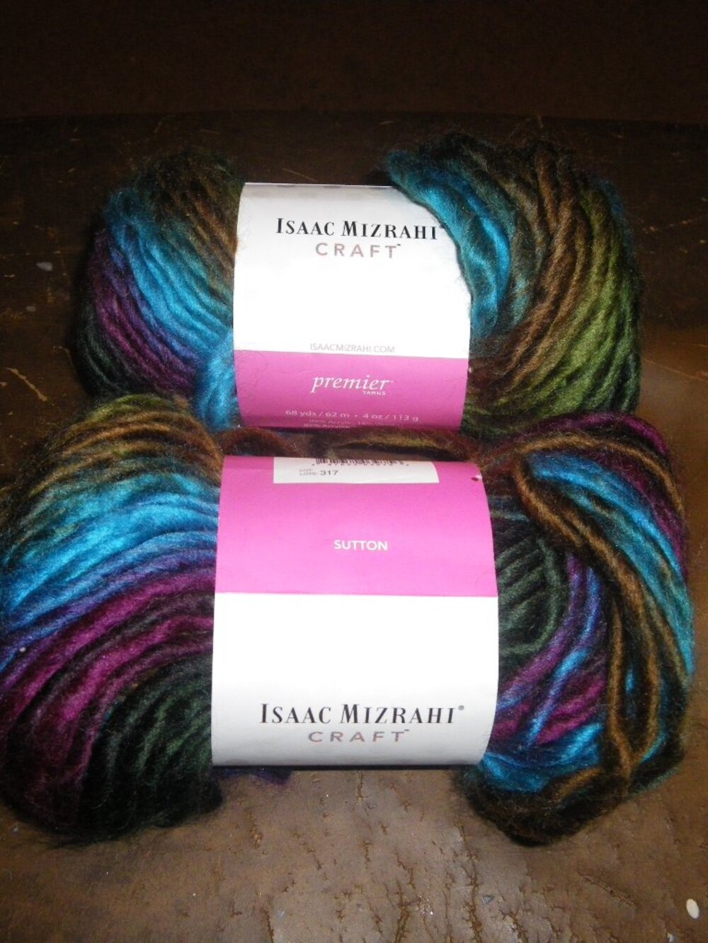 2 Skeins Isaac Mizrahi Craft Wool Blend Yarn - Color West End - 68 yds ea.
